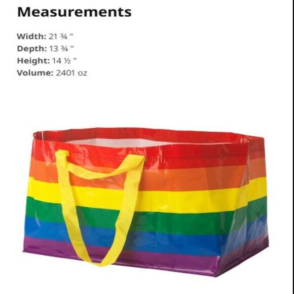 Ikea Storstomma Large Rainbow Bag Shopping Storage KVANTING LGBTQ Pride Tote - Picture 2 of 7